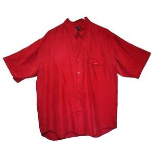 My Silk Men's Large Short Sleeve button-down Shirt 100% Silk